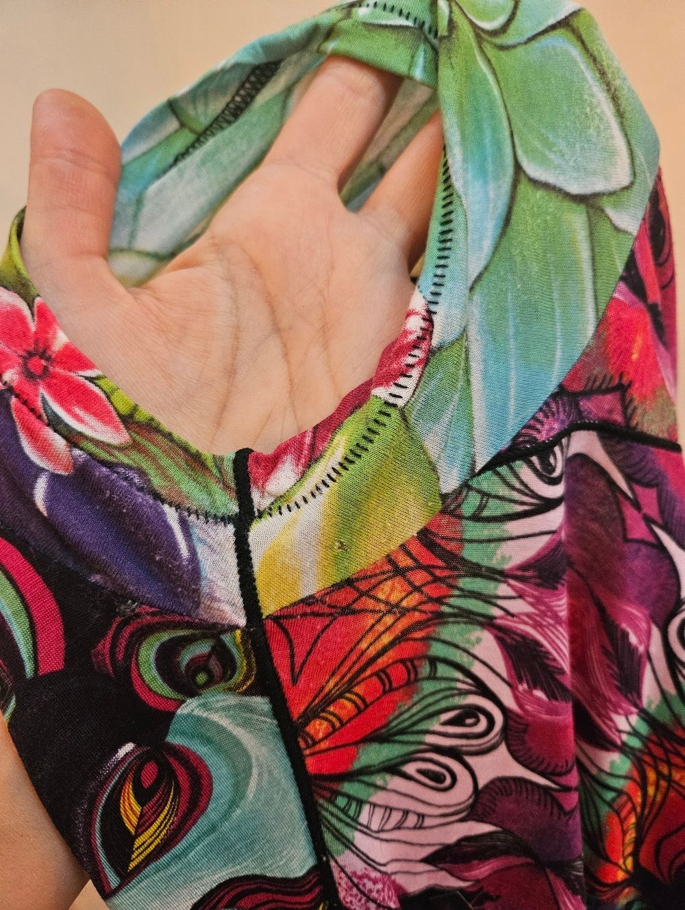 Y2K Vintage Custo Barcelona Festival Tencel Multicolor Print Mini Dress L - Picture 10 of 10